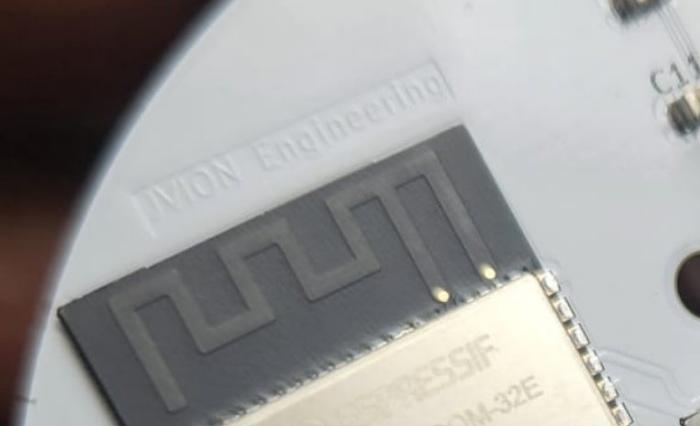 ESP32 close-up showing JVION Engineering silkscreen