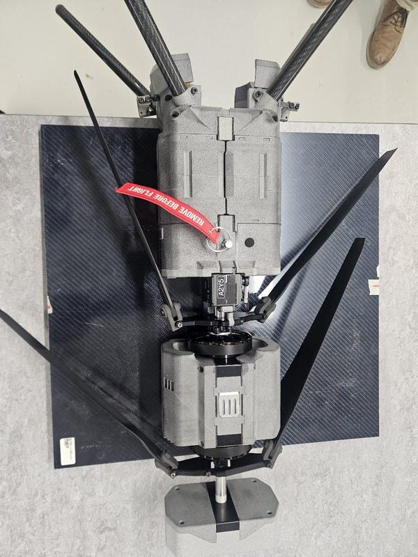 Defence UAV payload mounted on test stand